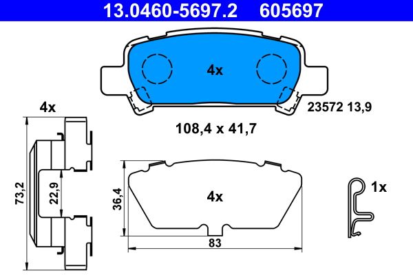 ATE 13.0460-5697.2 Brake Pad Set, disc brake