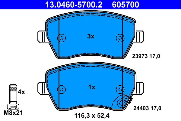 ATE 13.0460-5700.2 Brake Pad Set, disc brake