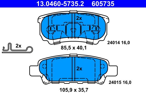 ATE 13.0460-5735.2 Brake Pad Set, disc brake