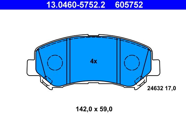 ATE 13.0460-5752.2 Brake Pad Set, disc brake