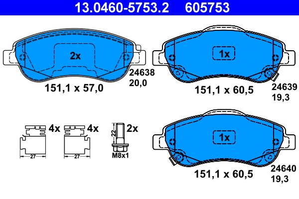 ATE 13.0460-5753.2 Brake Pad Set, disc brake