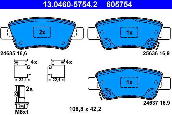 ATE 13.0460-5754.2 Brake Pad Set, disc brake