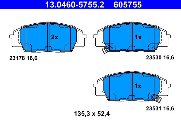 ATE 13.0460-5755.2 Brake Pad Set, disc brake