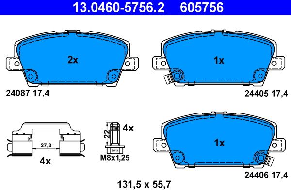 ATE 13.0460-5756.2 Brake Pad Set, disc brake