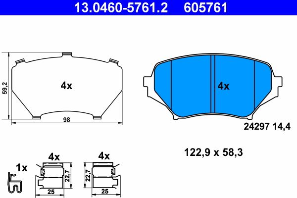 ATE 13.0460-5761.2 Brake Pad Set, disc brake