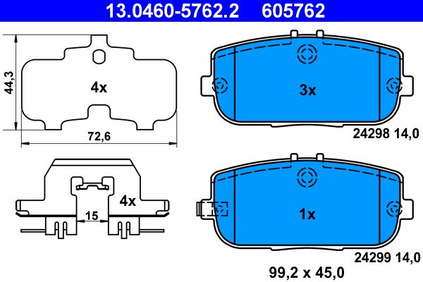 ATE 13.0460-5762.2 Brake Pad Set, disc brake