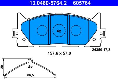 Brake Pad Set, disc brake ATE 13.0460-5764.2