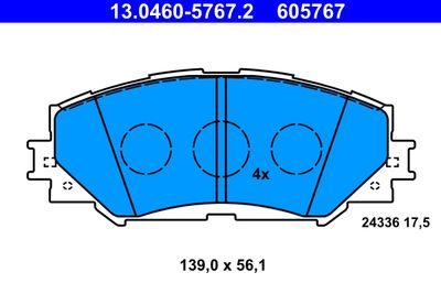 Brake Pad Set, disc brake ATE 13.0460-5767.2