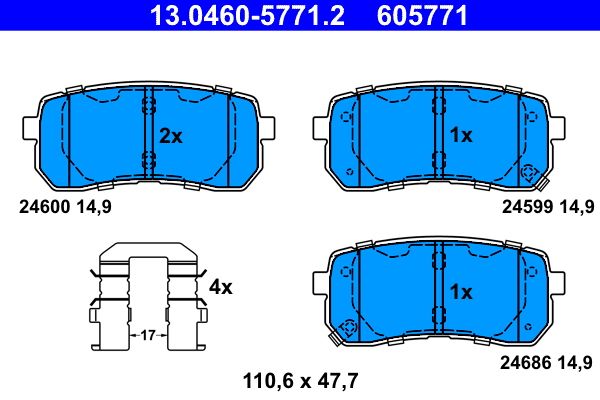 ATE 13.0460-5771.2 Brake Pad Set, disc brake