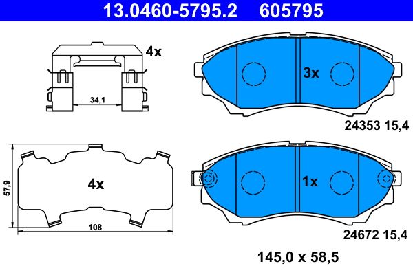 ATE 13.0460-5795.2 Brake Pad Set, disc brake