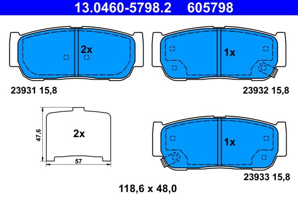 ATE 13.0460-5798.2 Brake Pad Set, disc brake