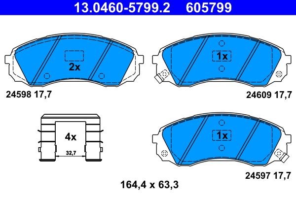 ATE 13.0460-5799.2 Brake Pad Set, disc brake