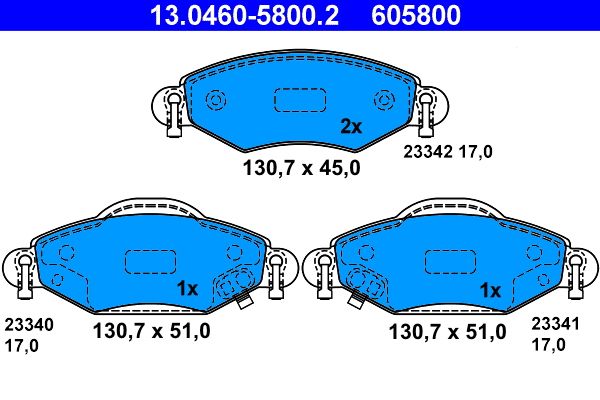 ATE 13.0460-5800.2 Brake Pad Set, disc brake