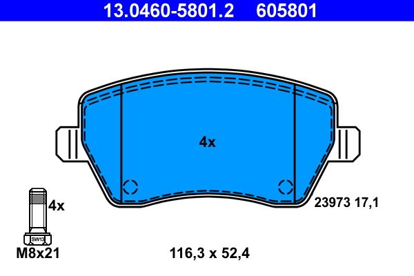 ATE 13.0460-5801.2 Brake Pad Set, disc brake