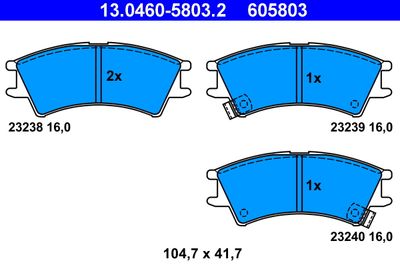 Brake Pad Set, disc brake ATE 13.0460-5803.2