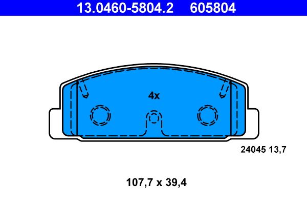 ATE 13.0460-5804.2 Brake Pad Set, disc brake