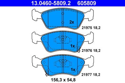 Brake Pad Set, disc brake ATE 13.0460-5809.2