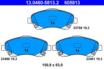 Brake Pad Set, disc brake ATE 13.0460-5813.2