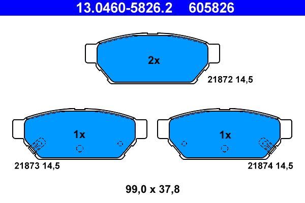 ATE 13.0460-5826.2 Brake Pad Set, disc brake