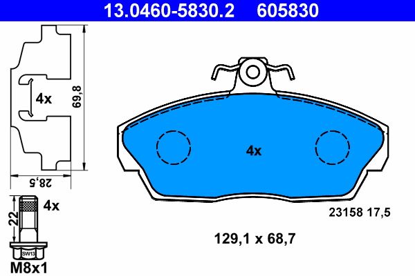 ATE 13.0460-5830.2 Brake Pad Set, disc brake