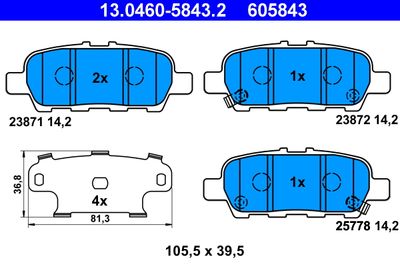 Brake Pad Set, disc brake ATE 13.0460-5843.2