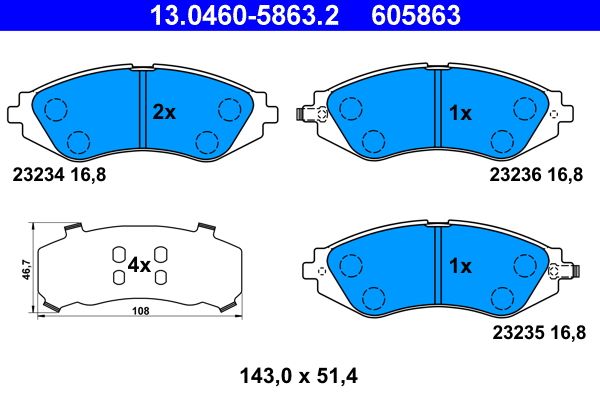 ATE 13.0460-5863.2 Brake Pad Set, disc brake