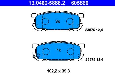 Brake Pad Set, disc brake ATE 13.0460-5866.2