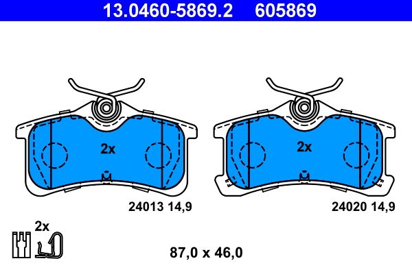 ATE 13.0460-5869.2 Brake Pad Set, disc brake