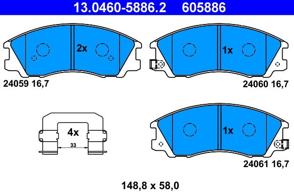 ATE 13.0460-5886.2 Brake Pad Set, disc brake