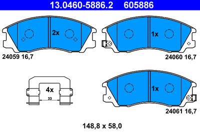 Brake Pad Set, disc brake ATE 13.0460-5886.2