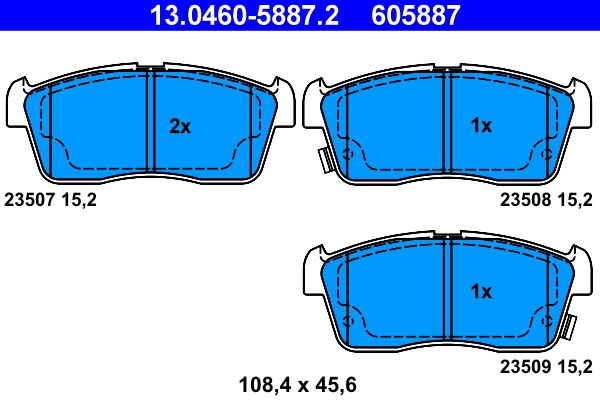 ATE 13.0460-5887.2 Brake Pad Set, disc brake