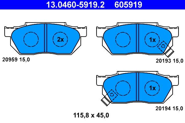 ATE 13.0460-5919.2 Brake Pad Set, disc brake