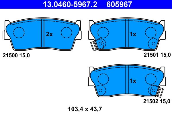 ATE 13.0460-5967.2 Brake Pad Set, disc brake