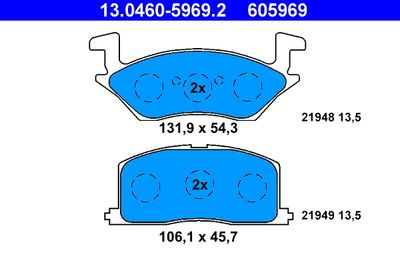 Brake Pad Set, disc brake ATE 13.0460-5969.2