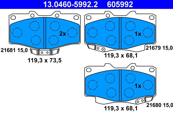 ATE 13.0460-5992.2 Brake Pad Set, disc brake