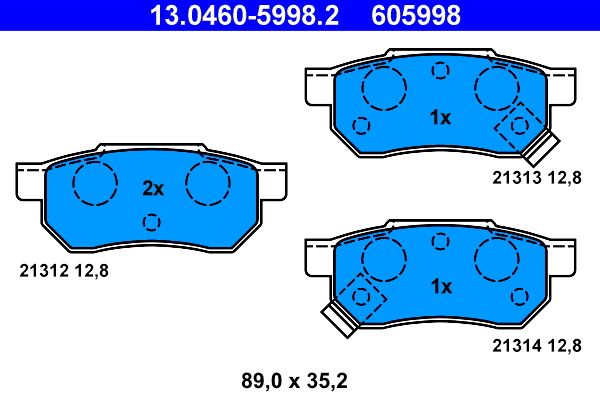 ATE 13.0460-5998.2 Brake Pad Set, disc brake