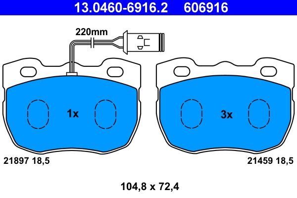 ATE 13.0460-6916.2 Brake Pad Set, disc brake