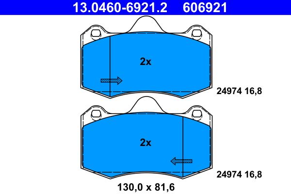 ATE 13.0460-6921.2 Brake Pad Set, disc brake