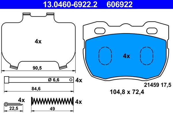 ATE 13.0460-6922.2 Brake Pad Set, disc brake