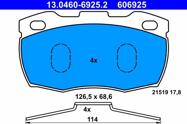 ATE 13.0460-6925.2 Brake Pad Set, disc brake