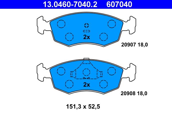 ATE 13.0460-7040.2 Brake Pad Set, disc brake