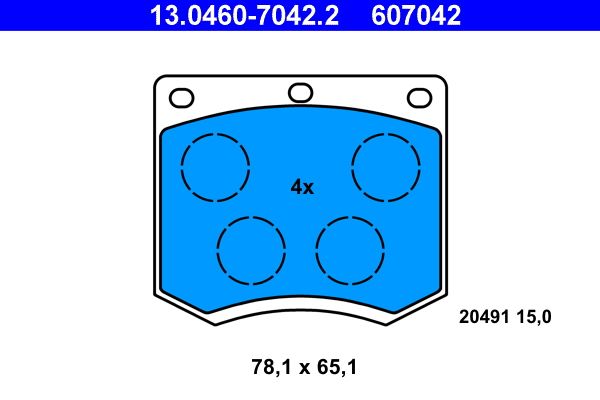 ATE 13.0460-7042.2 Brake Pad Set, disc brake