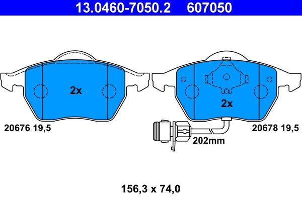 ATE 13.0460-7050.2 Brake Pad Set, disc brake