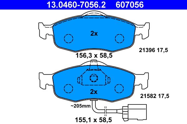 ATE 13.0460-7056.2 Brake Pad Set, disc brake