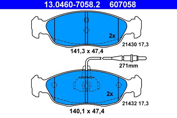 ATE 13.0460-7058.2 Brake Pad Set, disc brake