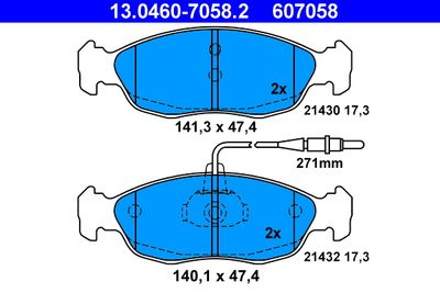 Brake Pad Set, disc brake ATE 13.0460-7058.2