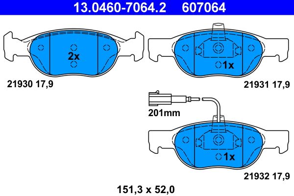 ATE 13.0460-7064.2 Brake Pad Set, disc brake