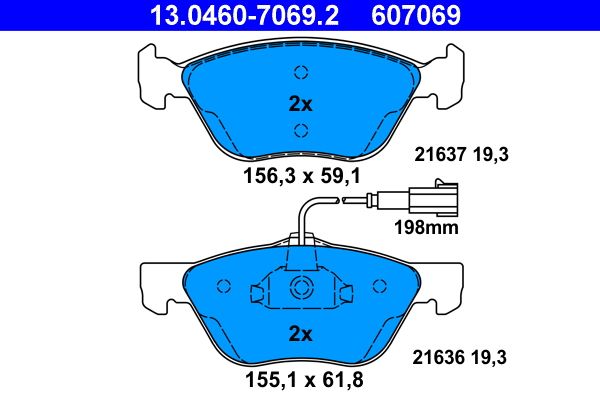 ATE 13.0460-7069.2 Brake Pad Set, disc brake