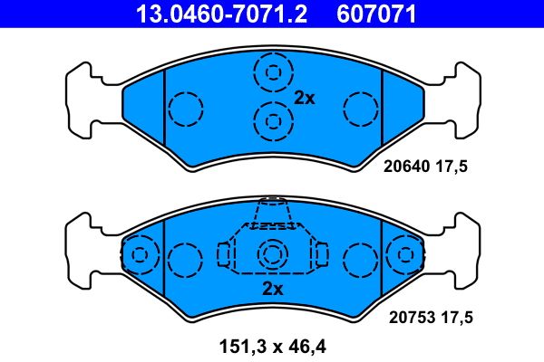 ATE 13.0460-7071.2 Brake Pad Set, disc brake