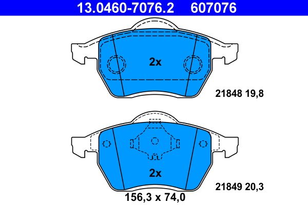 ATE 13.0460-7076.2 Brake Pad Set, disc brake